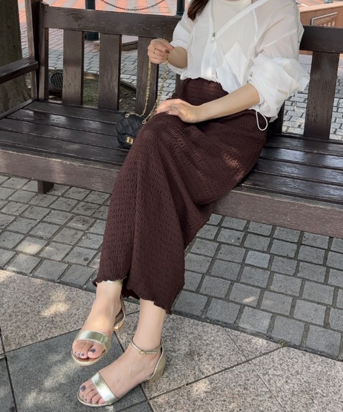 Shelly island（シェリーアイランド）の「楊柳カットタイトスカート（スカート・レディース・ブラック/ライトグリーン/ホワイト/ブラウン・FREE）」の22枚目の写真