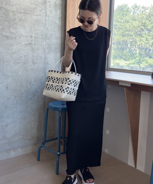 Shelly island（シェリーアイランド）の「楊柳カットタイトスカート（スカート・レディース・ブラック/ライトグリーン/ホワイト/ブラウン・FREE）」の19枚目の写真