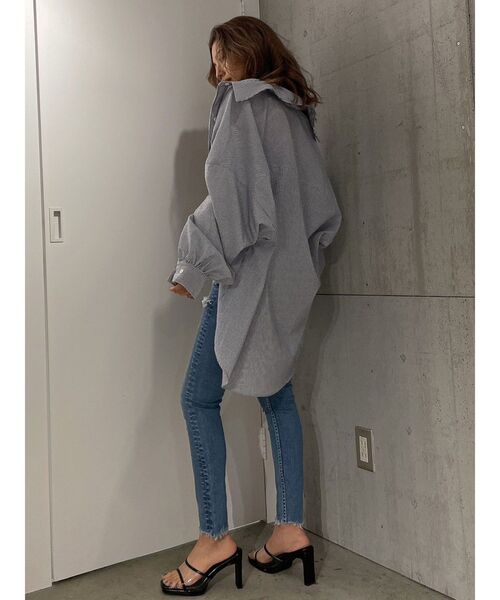 GYDA（ジェイダ）の「GGストライプオーバーシャツ（シャツ/ブラウス・レディース・ライトブルー/オレンジ/ネイビー・FREE）」の17枚目の写真