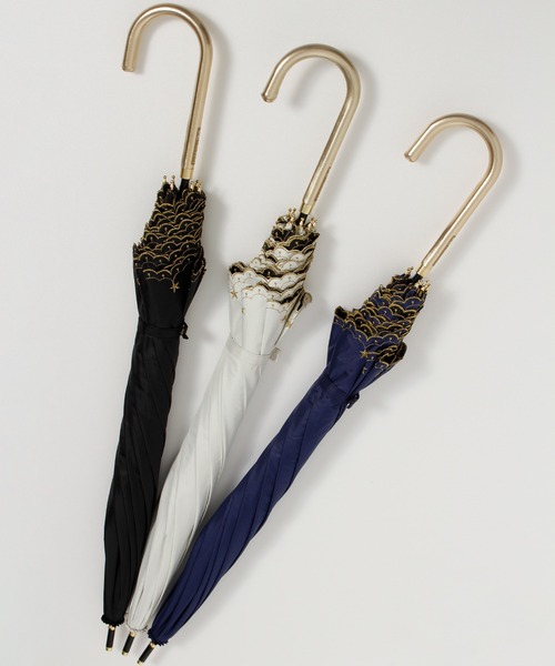 ALWAYS GOOD TIME（オルウェイズグッドタイム）の「【一級遮光・晴雨兼用】UV日傘/PARASOL/パラソル　スパークルスカイ（長傘・レディース・オフホワイト/ブラック/ネイビー・F）」の18枚目の写真