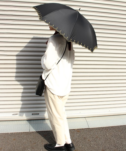 ALWAYS GOOD TIME（オルウェイズグッドタイム）の「【一級遮光・晴雨兼用】UV日傘/PARASOL/パラソル　スパークルスカイ（長傘・レディース・オフホワイト/ブラック/ネイビー・F）」の20枚目の写真