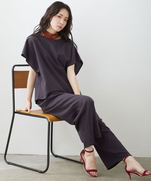 NICOLE white（ニコルホワイト）の「【セットアップ】リネン混 半袖 