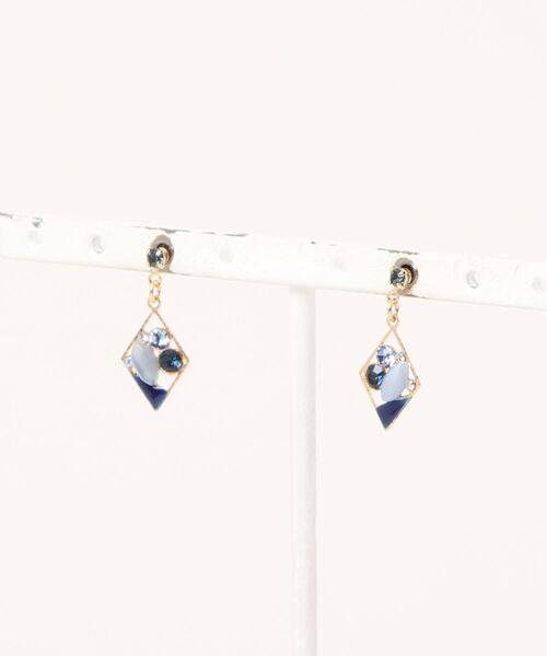 専用 ピアス ひし形エポパーツキャッツアイ 8.5Rチタンピアス ブルー[ACCACC