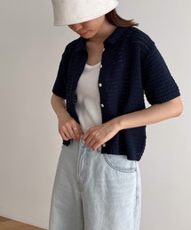 CANAL JEAN | El mar(エルマール) 襟付き半袖ニットカーディガン(カーディガン/ボレロ)