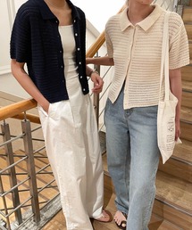 CANAL JEAN | El mar(エルマール) 襟付き半袖ニットカーディガン(カーディガン/ボレロ)