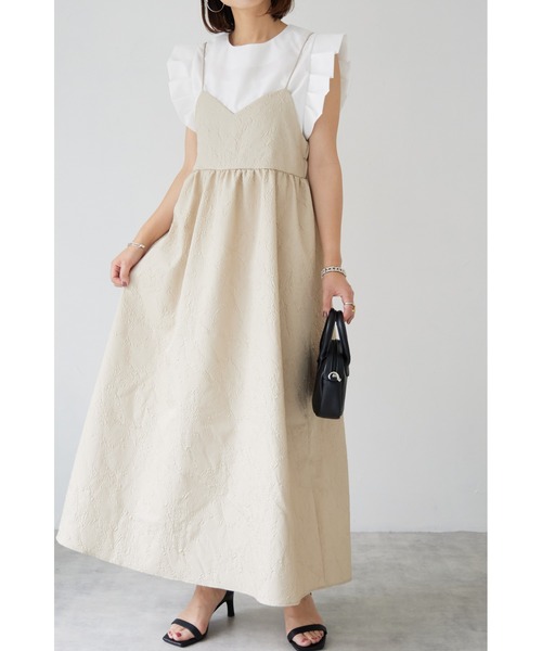 &. NOSTALGIA(アンドドットノスタルジア)の「【ZOZO限定】ふくれジャガードキャミワンピース(ワンピース・レディース・ブラック/ベージュ・FREE)」の2枚目の写真