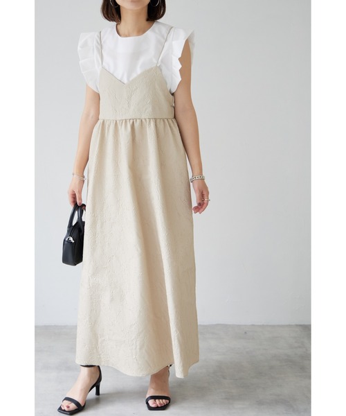 &. NOSTALGIA(アンドドットノスタルジア)の「【ZOZO限定】ふくれジャガードキャミワンピース(ワンピース・レディース・ブラック/ベージュ・FREE)」の3枚目の写真