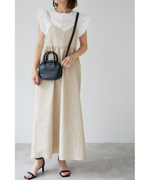 &. NOSTALGIA(アンドドットノスタルジア)の「【ZOZO限定】ふくれジャガードキャミワンピース(ワンピース・レディース・ブラック/ベージュ・FREE)」の6枚目の写真