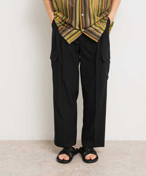 SENSE OF PLACE by URBAN RESEARCH（センスオブプレイスバイアーバンリサーチ）の「テックセンタープレスカーゴスラックス（カーゴパンツ・メンズ・ブラック/カーキ・MEDIUM/LARGE）」の8枚目の写真