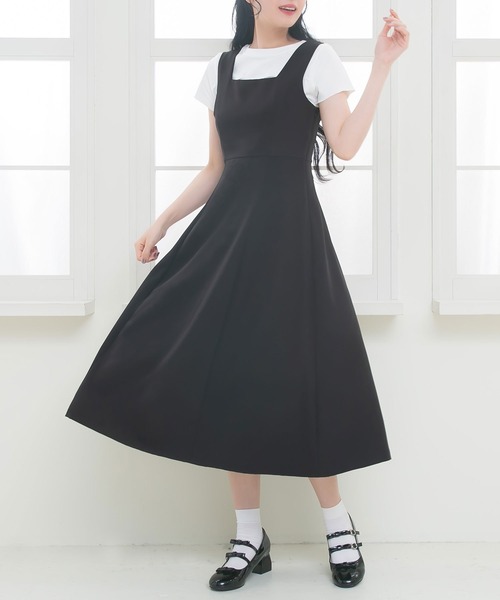 Newlyme(ニューリーミー)の「ー5kg美ラインジャンスカワンピース【選べる3丈】【選べるネック】(ワンピース・レディース・ブラック系その他/ダークブラック/クリアブラック/スミクロ/ブラック/ライトブラック・MEDIUM/XX-LARGE/LARGE/X-LARGE/SMALL)」の3枚目の写真