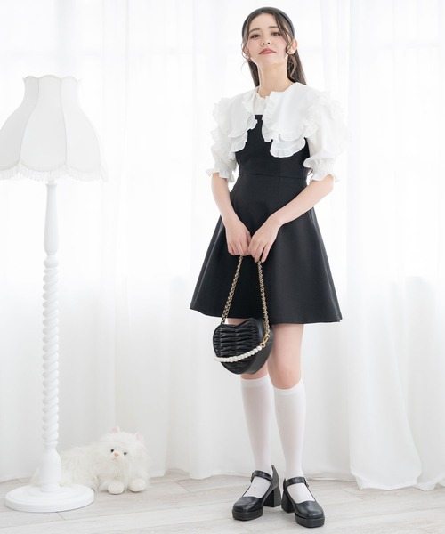 Newlyme(ニューリーミー)の「ー5kg美ラインジャンスカワンピース【選べる3丈】【選べるネック】(ワンピース・レディース・ブラック系その他/ダークブラック/クリアブラック/スミクロ/ブラック/ライトブラック・MEDIUM/XX-LARGE/LARGE/X-LARGE/SMALL)」の10枚目の写真