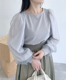 mysty woman | パールシアースリーブプルオーバー　972190(Tシャツ/カットソー)