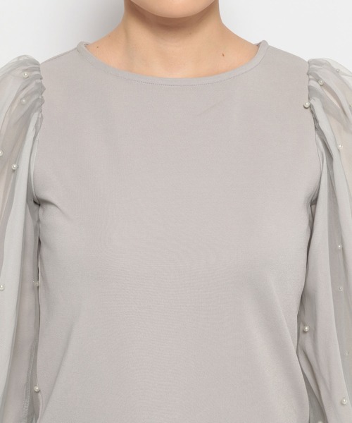 mysty woman（ミスティウーマン）の「パールシアースリーブプルオーバー　972190（Tシャツ/カットソー・レディース・ブラック/アイボリー/グレー・FREE）」の12枚目の写真