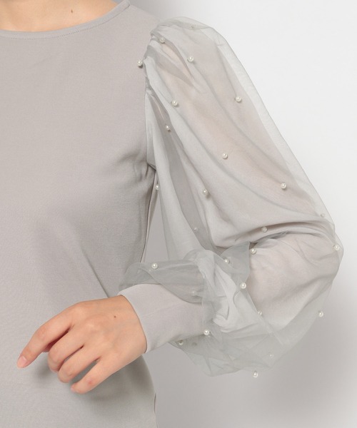 mysty woman（ミスティウーマン）の「パールシアースリーブプルオーバー　972190（Tシャツ/カットソー・レディース・ブラック/アイボリー/グレー・FREE）」の16枚目の写真