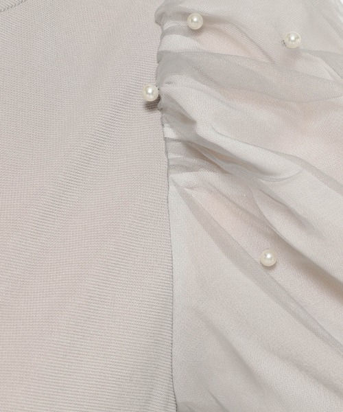 mysty woman（ミスティウーマン）の「パールシアースリーブプルオーバー　972190（Tシャツ/カットソー・レディース・ブラック/アイボリー/グレー・FREE）」の6枚目の写真