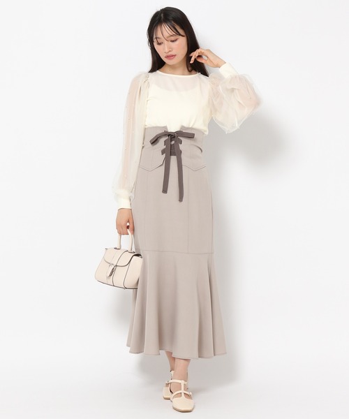 mysty woman（ミスティウーマン）の「パールシアースリーブプルオーバー　972190（Tシャツ/カットソー・レディース・ブラック/アイボリー/グレー・FREE）」の15枚目の写真