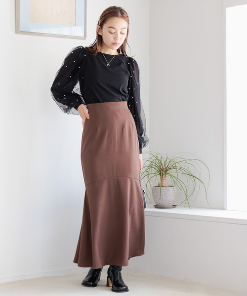 mysty woman（ミスティウーマン）の「パールシアースリーブプルオーバー　972190（Tシャツ/カットソー・レディース・ブラック/アイボリー/グレー・FREE）」の17枚目の写真