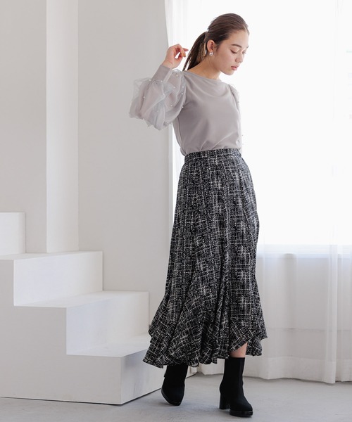 mysty woman（ミスティウーマン）の「パールシアースリーブプルオーバー　972190（Tシャツ/カットソー・レディース・ブラック/アイボリー/グレー・FREE）」の19枚目の写真