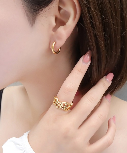 【SALE】海外限定◆PDPAOLA チェーン&ラインストーン付リング◆ ゴールド レイン リング オーバルチェーン S サイズ｜正規販売店
