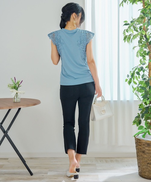 冷感レース袖リブトップス(マタニティ/授乳対応)（マタニティウェア/グッズ）｜SweetMommy（スウィートマミー）