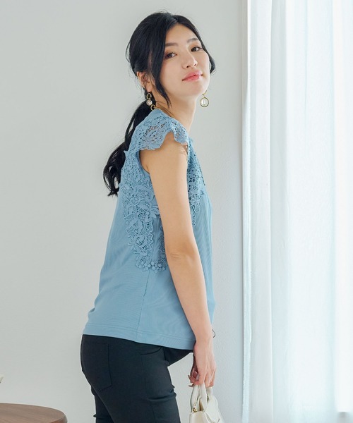 冷感レース袖リブトップス(マタニティ/授乳対応)（マタニティウェア/グッズ）｜SweetMommy（スウィートマミー）