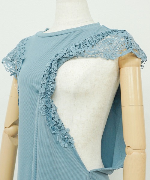 冷感レース袖リブトップス(マタニティ/授乳対応)（マタニティウェア/グッズ）｜SweetMommy（スウィートマミー）