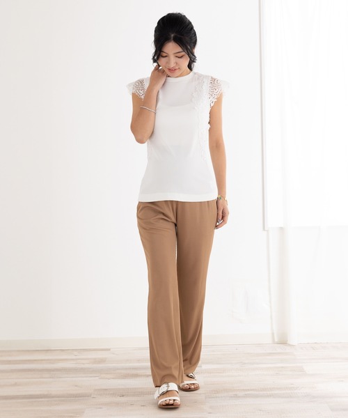 冷感レース袖リブトップス(マタニティ/授乳対応)（マタニティウェア/グッズ）｜SweetMommy（スウィートマミー）