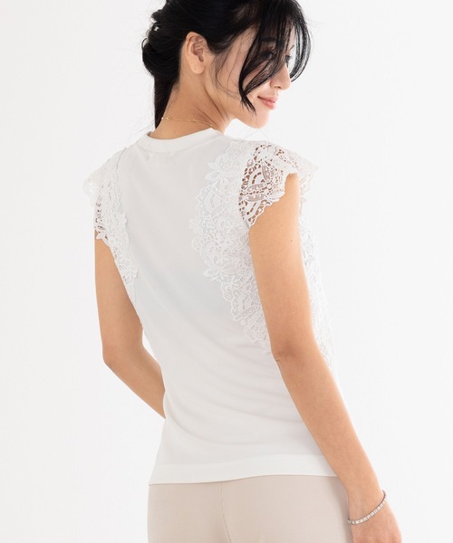 冷感レース袖リブトップス(マタニティ/授乳対応)（マタニティウェア/グッズ）｜SweetMommy（スウィートマミー）