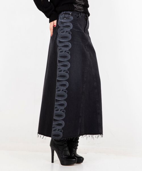 ヒステリックグラマー ヒステリックス デニムスカート 蛇柄 スネーク 希少 人気 SNAKE LOOP リメイクデニムスカート（スカート）｜HYSTERIC GLAMOUR