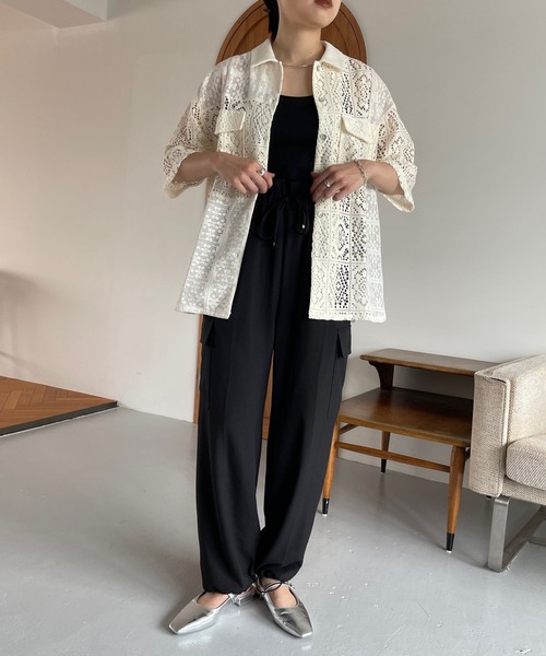 LOWRYS FARM（ローリーズファーム）の「カットレースシャツ５Ｓ  971590（シャツ/ブラウス・レディース・ブラック/アイボリー/その他・FREE）」の11枚目の写真