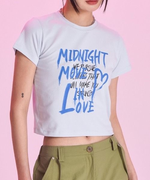 Midnight Move(ミッドナイトムーブ)の「Midnight Move/ツーラブT 2965837(Tシャツ/カットソー・レディース・ライトブルー/ホワイト/ピンク・FREE)」の3枚目の写真