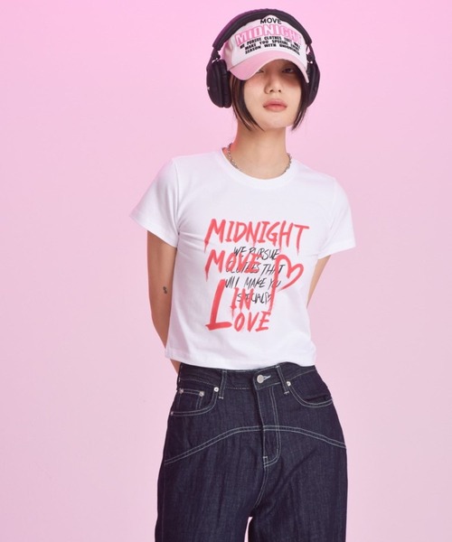 Midnight Move(ミッドナイトムーブ)の「Midnight Move/ツーラブT 2965837(Tシャツ/カットソー・レディース・ライトブルー/ホワイト/ピンク・FREE)」の7枚目の写真
