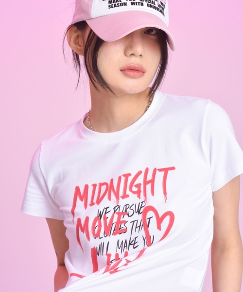 Midnight Move(ミッドナイトムーブ)の「Midnight Move/ツーラブT 2965837(Tシャツ/カットソー・レディース・ライトブルー/ホワイト/ピンク・FREE)」の8枚目の写真