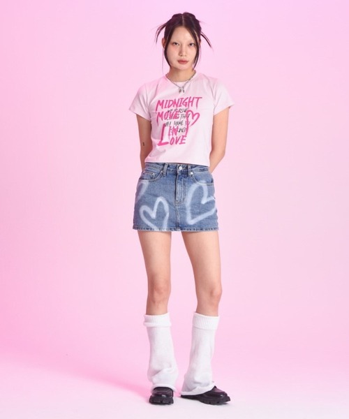 Midnight Move(ミッドナイトムーブ)の「Midnight Move/ツーラブT 2965837(Tシャツ/カットソー・レディース・ライトブルー/ホワイト/ピンク・FREE)」の10枚目の写真