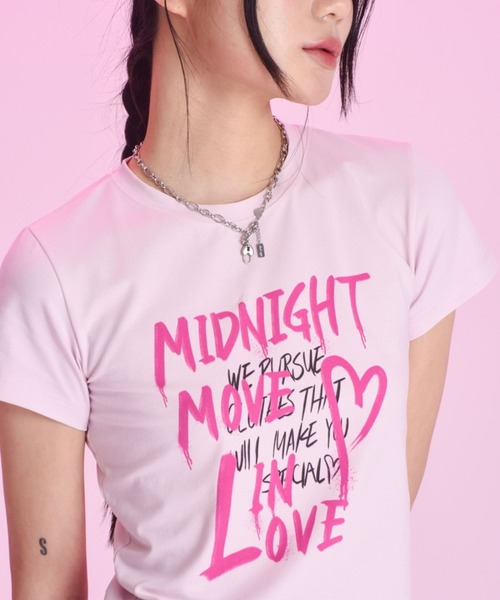 Midnight Move(ミッドナイトムーブ)の「Midnight Move/ツーラブT 2965837(Tシャツ/カットソー・レディース・ライトブルー/ホワイト/ピンク・FREE)」の13枚目の写真