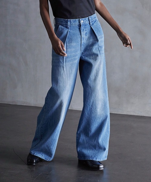 CALLNE】1Tuck Wide Straight Deinm / 1タックワイドストレート