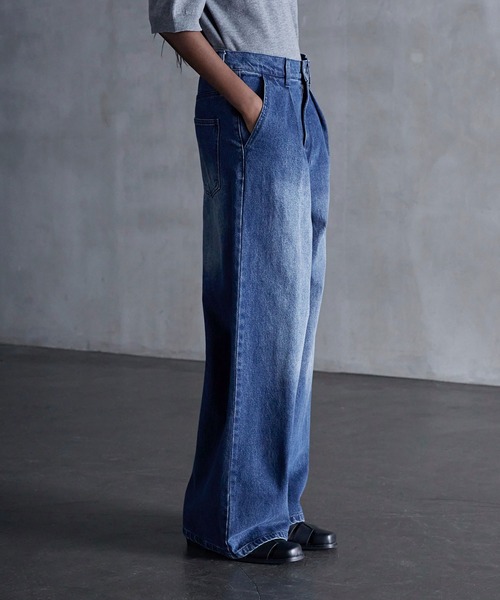 CALLNE】1Tuck Wide Straight Deinm / 1タックワイドストレート