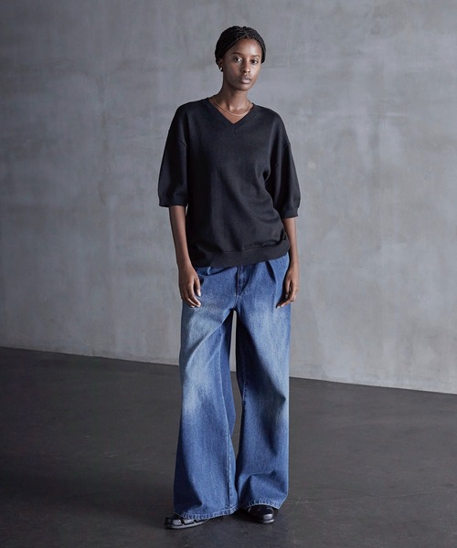 CALLNE】1Tuck Wide Straight Deinm / 1タックワイドストレートデニム