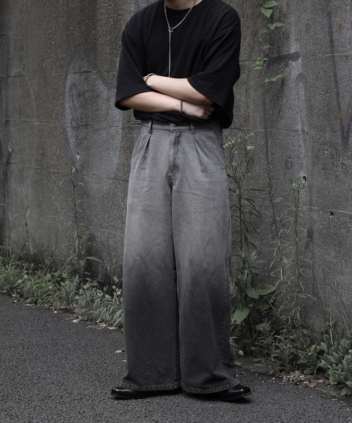 CALLNE（カルネ）の「【CALLNE】1Tuck Wide Straight Deinm / 1タックワイドストレートデニム（12.8oz）（デニムパンツ・メンズ・オフホワイト/ブラック系/ブラック/ブラック系1/ブルー/ブルー系1/ライトグレー・L/M/S）」の14枚目の写真