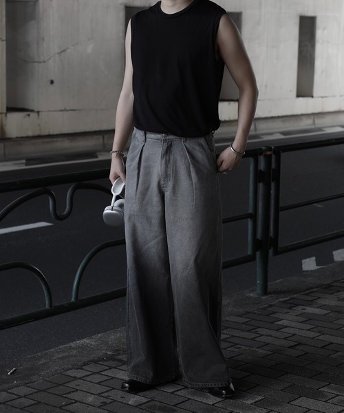 CALLNE（カルネ）の「【CALLNE】1Tuck Wide Straight Deinm / 1タックワイドストレートデニム（12.8oz）（デニムパンツ・メンズ・オフホワイト/ブラック系/ブラック/ブラック系1/ブルー/ブルー系1/ライトグレー・L/M/S）」の18枚目の写真