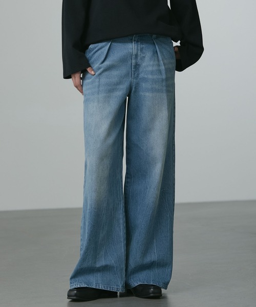 【新品】CLANE ワイドストレート デニムパンツ CALLNE】1Tuck Wide Straight Deinm / 1タックワイドストレート