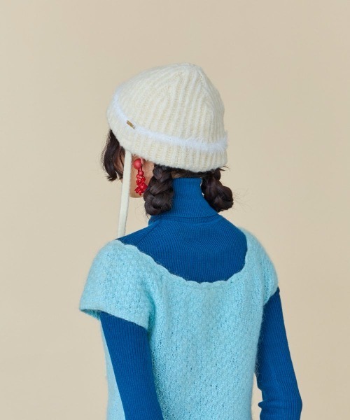 kaorinomori（カオリノモリ）の「kaorinomori  アールニット シャルル（ニットキャップ/ビーニー・レディース・ダークグレー/パープル/ホワイト・FREE）」の8枚目の写真