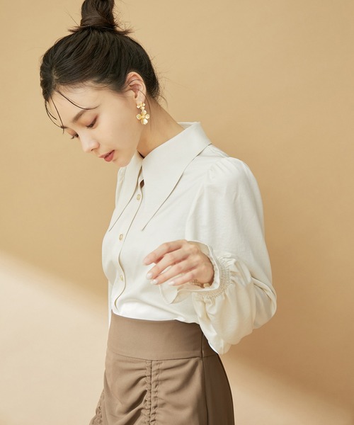 VIS（ビス）の「【2WAY】ロングカラーボウタイブラウス【洗える】（シャツ/ブラウス・レディース・キナリ/オフホワイト・S/M）」の6枚目の写真