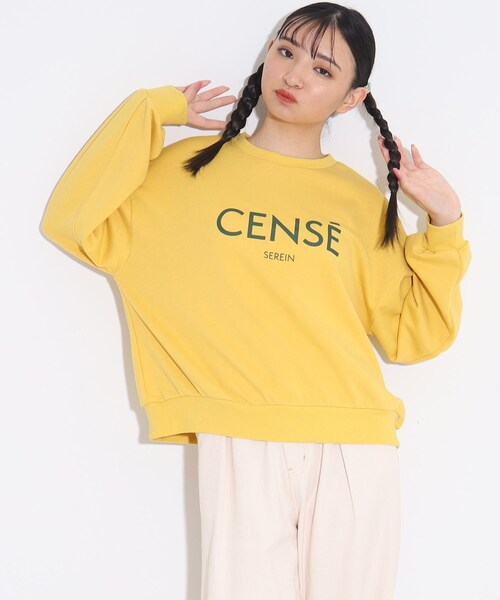 PINK-latte（ピンクラテ）の「◆【130サイズあり】ガーリーロゴ裏毛プルオーバー（Tシャツ/カットソー・キッズ・イエロー/アイボリー/ブラック/サックスブルー・14/16/15 /02/13）」の4枚目の写真