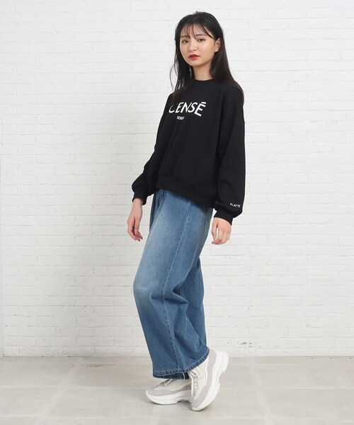 PINK-latte（ピンクラテ）の「◆【130サイズあり】ガーリーロゴ裏毛プルオーバー（Tシャツ/カットソー・キッズ・イエロー/アイボリー/ブラック/サックスブルー・14/16/15 /02/13）」の19枚目の写真