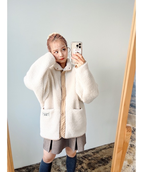 JUMELLE（ジュメロ）の「【リバーシブル】color boa blouson（ブルゾン・レディース・ベージュ/レッド・FREE）」の5枚目の写真