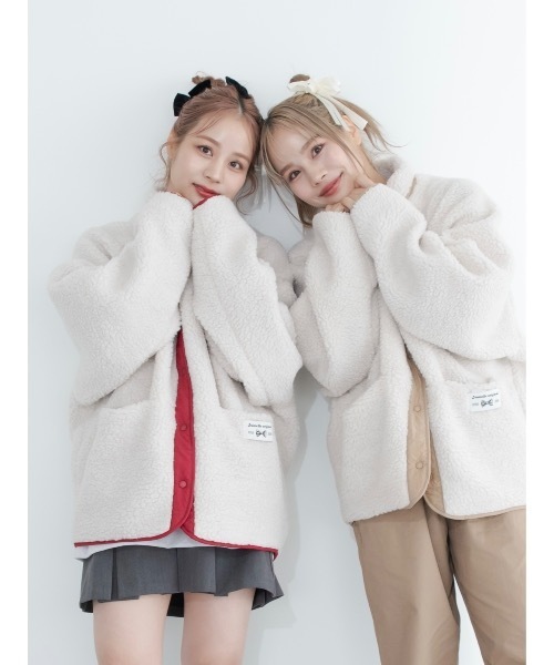 JUMELLE（ジュメロ）の「【リバーシブル】color boa blouson（ブルゾン・レディース・ベージュ/レッド・FREE）」の22枚目の写真