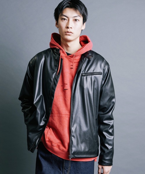 Magine(マージン)の「【SELECT】IR:SYNTHETIC LEATHER SINGLE RIDERS BLOUSON:シンセティック レザー シングルライダースブルゾン(ライダースジャケット・メンズ・ブラウン/ブラック・M/L/XL)」の10枚目の写真