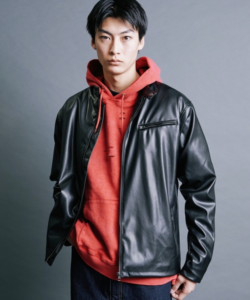Magine(マージン)の「【SELECT】IR:SYNTHETIC LEATHER SINGLE RIDERS BLOUSON:シンセティック レザー シングルライダースブルゾン(ライダースジャケット・メンズ・ブラウン/ブラック・M/L/XL)」の11枚目の写真