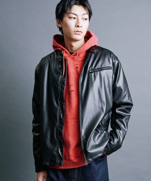 Magine(マージン)の「【SELECT】IR:SYNTHETIC LEATHER SINGLE RIDERS BLOUSON:シンセティック レザー シングルライダースブルゾン(ライダースジャケット・メンズ・ブラウン/ブラック・M/L/XL)」の13枚目の写真